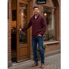 image:imageCOOFANDY Mens Quarter Zip Pullover Sweatshirts 14 Zip Long Sleeve SweaterWine Red