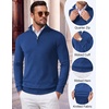 image:imageCOOFANDY Mens Quarter Zip Up Sweaters Slim Fit Lightweight Mock PulloverAdark Blue