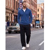 image:imageCOOFANDY Mens Quarter Zip Up Sweaters Slim Fit Lightweight Mock PulloverAdark Blue