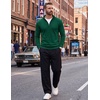 image:imageCOOFANDY Mens Quarter Zip Up Sweaters Slim Fit Lightweight Mock PulloverAdark Green