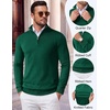 image:imageCOOFANDY Mens Quarter Zip Up Sweaters Slim Fit Lightweight Mock PulloverAdark Green
