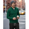image:imageCOOFANDY Mens Quarter Zip Up Sweaters Slim Fit Lightweight Mock PulloverAdark Green