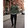 image:imageCOOFANDY Mens Quarter Zip Up Sweaters Slim Fit Lightweight Mock PulloverArmy Green