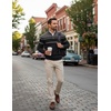 image:imageCOOFANDY Mens Quarter Zip Up Sweaters Slim Fit Lightweight Mock PulloverBlack  Dark Heather Grey