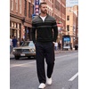 image:imageCOOFANDY Mens Quarter Zip Up Sweaters Slim Fit Lightweight Mock PulloverBlack  Dark Heather Grey