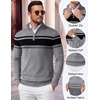 image:imageCOOFANDY Mens Quarter Zip Up Sweaters Slim Fit Lightweight Mock PulloverBlack  Heather Grey