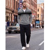 image:imageCOOFANDY Mens Quarter Zip Up Sweaters Slim Fit Lightweight Mock PulloverBlack  Heather Grey