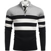 image:imageCOOFANDY Mens Quarter Zip Up Sweaters Slim Fit Lightweight Mock PulloverBlack  White  Grey Stripe