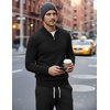 image:imageCOOFANDY Mens Quarter Zip Up Sweaters Slim Fit Lightweight Mock PulloverBlack