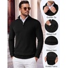 image:imageCOOFANDY Mens Quarter Zip Up Sweaters Slim Fit Lightweight Mock PulloverBlack