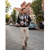 image:imageCOOFANDY Mens Quarter Zip Up Sweaters Slim Fit Lightweight Mock PulloverBlack Argyle