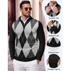 image:imageCOOFANDY Mens Quarter Zip Up Sweaters Slim Fit Lightweight Mock PulloverBlack Argyle