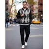 image:imageCOOFANDY Mens Quarter Zip Up Sweaters Slim Fit Lightweight Mock PulloverBlack Argyle
