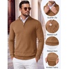 image:imageCOOFANDY Mens Quarter Zip Up Sweaters Slim Fit Lightweight Mock PulloverBrown