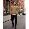 image:imageCOOFANDY Mens Quarter Zip Up Sweaters Slim Fit Lightweight Mock PulloverCamel
