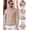 image:imageCOOFANDY Mens Quarter Zip Up Sweaters Slim Fit Lightweight Mock PulloverChampagne