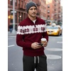 image:imageCOOFANDY Mens Quarter Zip Up Sweaters Slim Fit Lightweight Mock PulloverChristmas Red  White