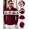 image:imageCOOFANDY Mens Quarter Zip Up Sweaters Slim Fit Lightweight Mock PulloverChristmas Red  White