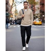 image:imageCOOFANDY Mens Quarter Zip Up Sweaters Slim Fit Lightweight Mock PulloverCream