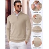 image:imageCOOFANDY Mens Quarter Zip Up Sweaters Slim Fit Lightweight Mock PulloverCream