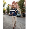 image:imageCOOFANDY Mens Quarter Zip Up Sweaters Slim Fit Lightweight Mock PulloverDark Blue  White Stripe