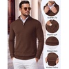 image:imageCOOFANDY Mens Quarter Zip Up Sweaters Slim Fit Lightweight Mock PulloverDark Brown