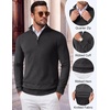 image:imageCOOFANDY Mens Quarter Zip Up Sweaters Slim Fit Lightweight Mock PulloverDark Grey