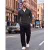 image:imageCOOFANDY Mens Quarter Zip Up Sweaters Slim Fit Lightweight Mock PulloverDark Grey