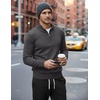 image:imageCOOFANDY Mens Quarter Zip Up Sweaters Slim Fit Lightweight Mock PulloverDark Grey