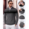 image:imageCOOFANDY Mens Quarter Zip Up Sweaters Slim Fit Lightweight Mock PulloverDark Heather Grey  Black Stripe
