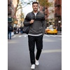 image:imageCOOFANDY Mens Quarter Zip Up Sweaters Slim Fit Lightweight Mock PulloverDark Heather Grey  Black Stripe