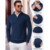 image:imageCOOFANDY Mens Quarter Zip Up Sweaters Slim Fit Lightweight Mock PulloverDeep Blue