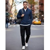 image:imageCOOFANDY Mens Quarter Zip Up Sweaters Slim Fit Lightweight Mock PulloverDeep Blue