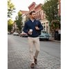 image:imageCOOFANDY Mens Quarter Zip Up Sweaters Slim Fit Lightweight Mock PulloverDeep Blue