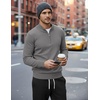 image:imageCOOFANDY Mens Quarter Zip Up Sweaters Slim Fit Lightweight Mock PulloverGrey