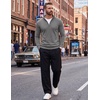 image:imageCOOFANDY Mens Quarter Zip Up Sweaters Slim Fit Lightweight Mock PulloverGrey
