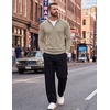 image:imageCOOFANDY Mens Quarter Zip Up Sweaters Slim Fit Lightweight Mock PulloverKhaki