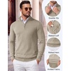 image:imageCOOFANDY Mens Quarter Zip Up Sweaters Slim Fit Lightweight Mock PulloverKhaki