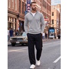 image:imageCOOFANDY Mens Quarter Zip Up Sweaters Slim Fit Lightweight Mock PulloverLight Grey