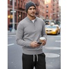 image:imageCOOFANDY Mens Quarter Zip Up Sweaters Slim Fit Lightweight Mock PulloverLight Grey