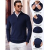 image:imageCOOFANDY Mens Quarter Zip Up Sweaters Slim Fit Lightweight Mock PulloverNavy Blue