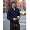 image:imageCOOFANDY Mens Quarter Zip Up Sweaters Slim Fit Lightweight Mock PulloverNavy Blue