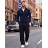 image:imageCOOFANDY Mens Quarter Zip Up Sweaters Slim Fit Lightweight Mock PulloverNavy Blue