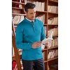 image:imageCOOFANDY Mens Quarter Zip Up Sweaters Slim Fit Lightweight Mock PulloverPeacock Blue