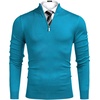 image:imageCOOFANDY Mens Quarter Zip Up Sweaters Slim Fit Lightweight Mock PulloverPeacock Blue