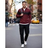 image:imageCOOFANDY Mens Quarter Zip Up Sweaters Slim Fit Lightweight Mock PulloverRed  Black Stripe