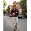 image:imageCOOFANDY Mens Quarter Zip Up Sweaters Slim Fit Lightweight Mock PulloverRed  Black Stripe