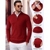 image:imageCOOFANDY Mens Quarter Zip Up Sweaters Slim Fit Lightweight Mock PulloverRed