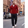 image:imageCOOFANDY Mens Quarter Zip Up Sweaters Slim Fit Lightweight Mock PulloverRed