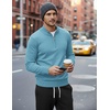 image:imageCOOFANDY Mens Quarter Zip Up Sweaters Slim Fit Lightweight Mock PulloverSky Blue